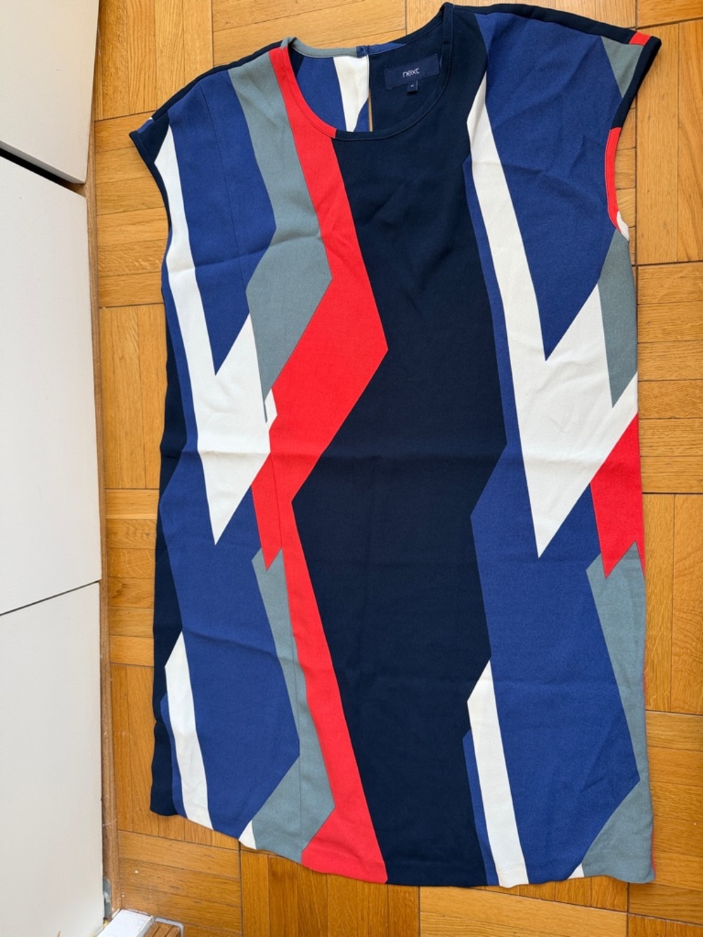 next Geometric Colorblock Shift Dress in Navy, Red, White, Gray